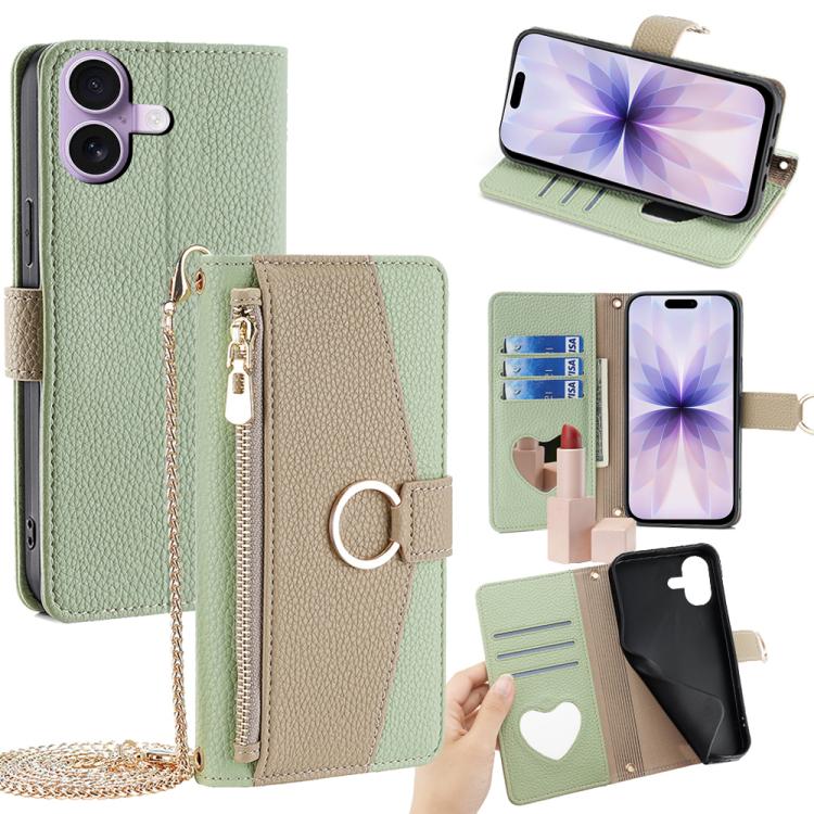 For iPhone 17 Crossbody Litchi Texture Leather Phone Case(Green)