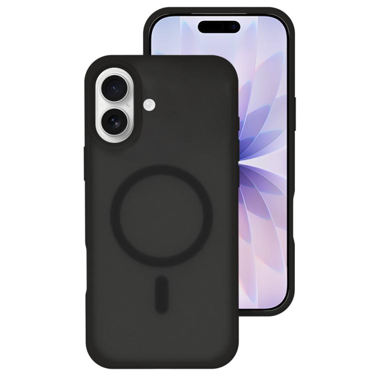 For iPhone 17 Crystal-Clear Colors Skin-friendly Feel Liquid Silicone Magnetic Phone Case(Black)