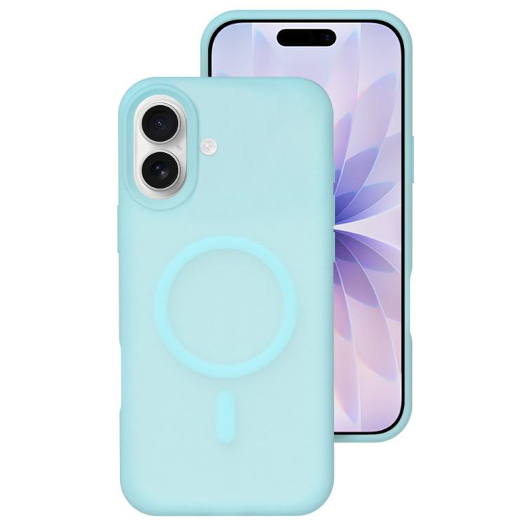 For iPhone 17 Crystal-Clear Colors Skin-friendly Feel Liquid Silicone Magnetic Phone Case(Blue)