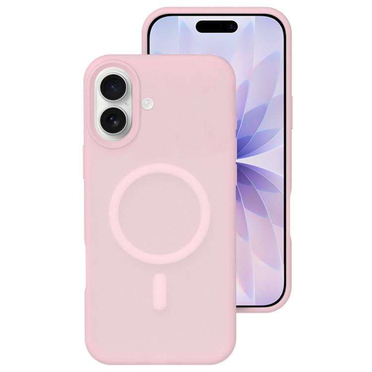 For iPhone 17 Crystal-Clear Colors Skin-friendly Feel Liquid Silicone Magnetic Phone Case(Pink)
