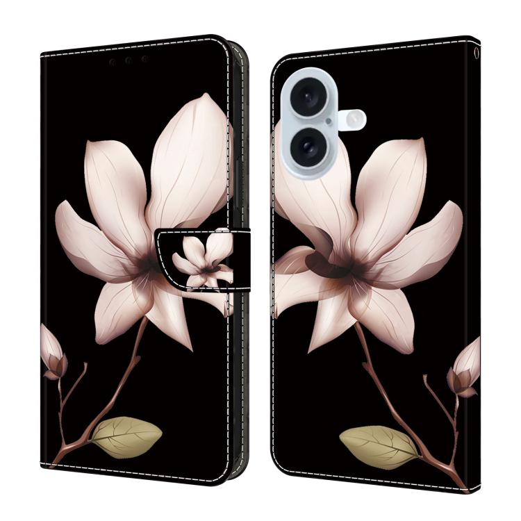 For iPhone 17 Crystal-Like Painted Vegan Leather Phone Case(Datura Flower)