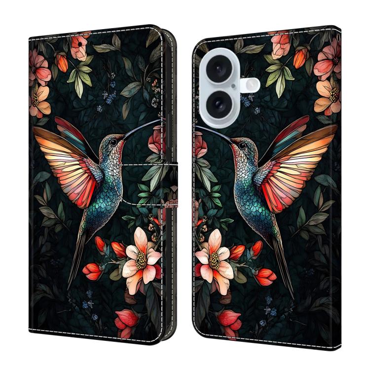 For iPhone 17 Crystal-Like Painted Vegan Leather Phone Case(Lark)