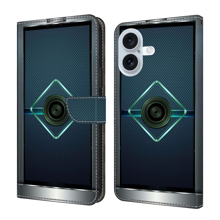 For iPhone 17 Crystal-Like Painted Vegan Leather Phone Case(Sci-Fi Future)
