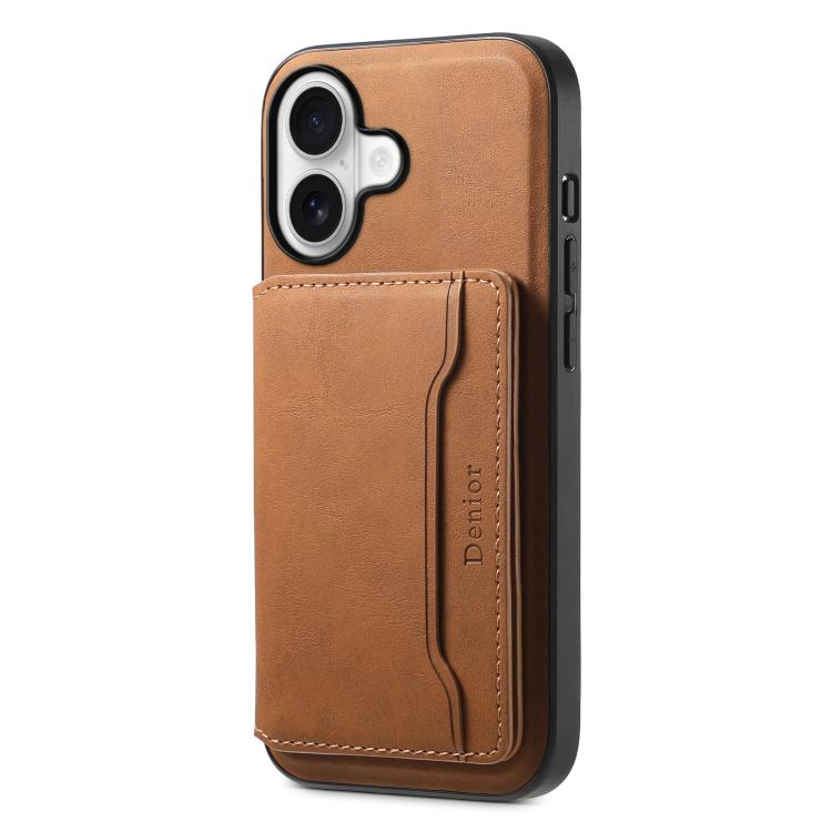 For iPhone 17 Denior D13 Retro Texture Leather MagSafe Card Bag Phone Case(Brown)