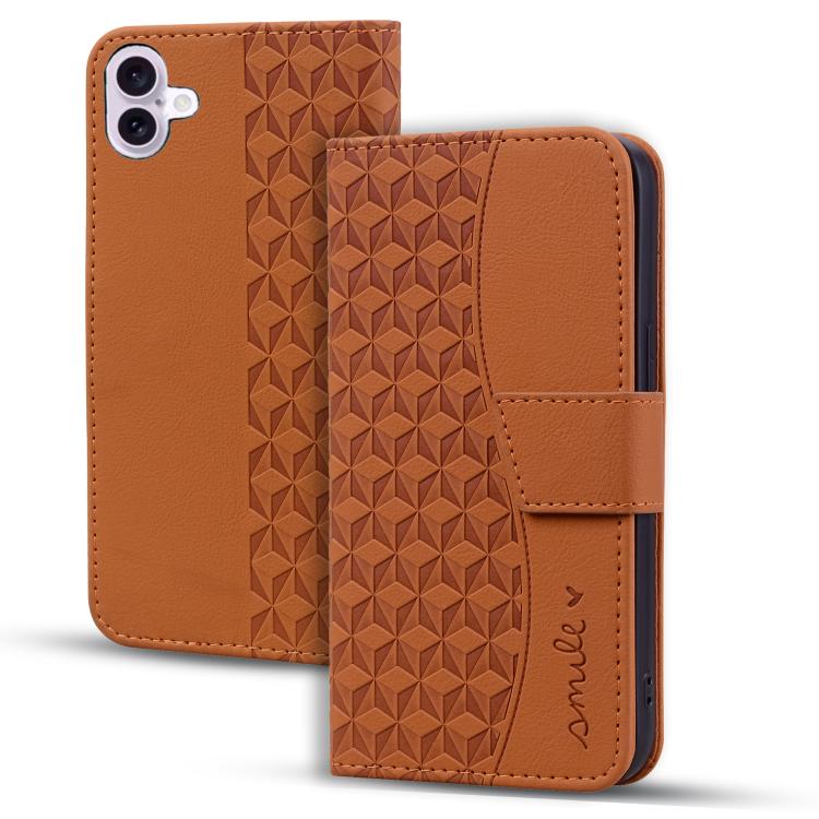 For iPhone 17 Diamond Buckle Leather Phone Case with Lanyard(Brown)
