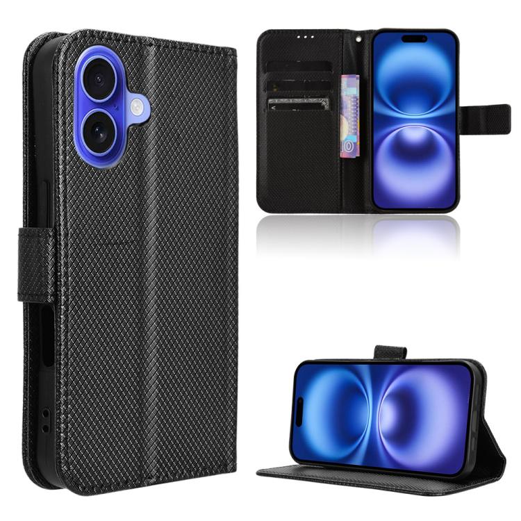 For iPhone 17 Diamond Texture Leather Phone Case(Black)