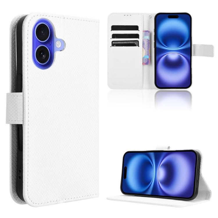 For iPhone 17 Diamond Texture Leather Phone Case(White)