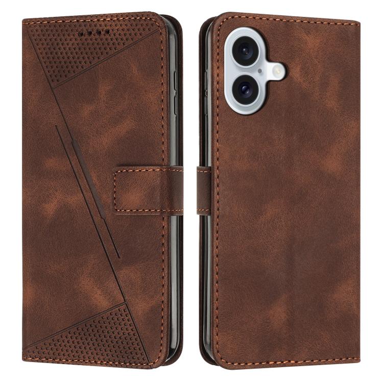 For iPhone 17 Dream Triangle Leather Phone Case with Lanyard(Brown)