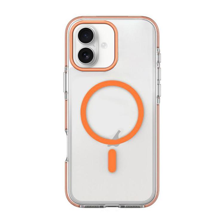 For iPhone 17 Dual-Color PC Hybrid TPU Magnetic Phone Case(Orange)