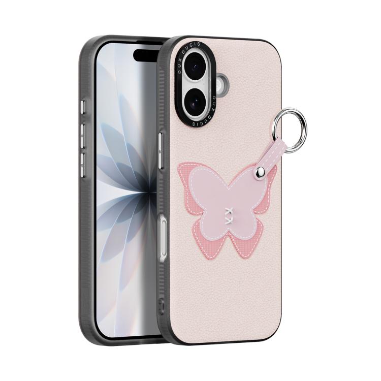 For iPhone 17 DUX DUCIS LUVY Series Phone Case with Finger Ring Buckle(Pink Butterfly)