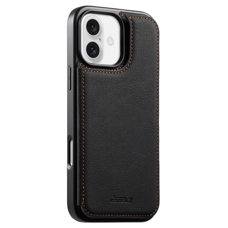 For iPhone 17 ESEBLE Retro Texture Double Buckle Card Slot Phone Case(Black)