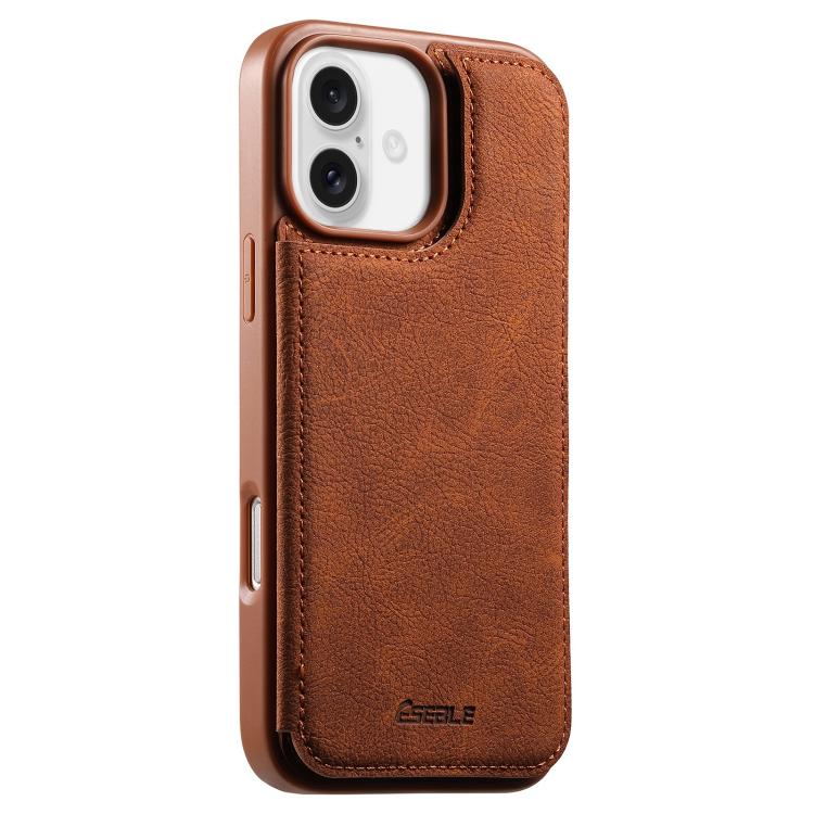 For iPhone 17 ESEBLE Retro Texture Double Buckle Card Slot Phone Case(Brown)