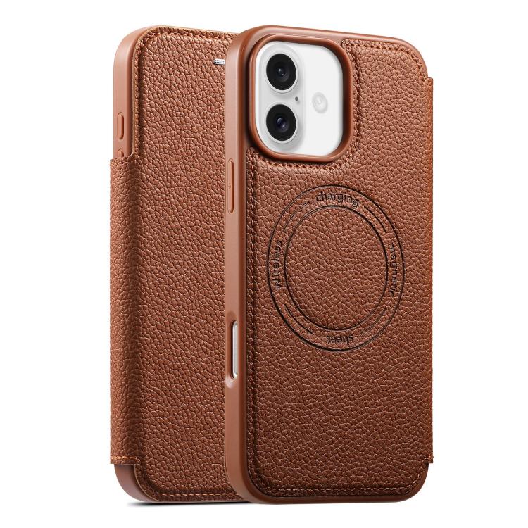 For iPhone 17 ESEBLE Ultra-thin Card Slot Magnetic Vegan Leather Phone Case(Brown)