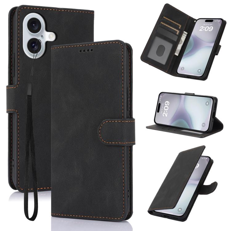 For iPhone 17 Fantasy Skin-feel Calfskin Texture Leather Phone Case(Black)
