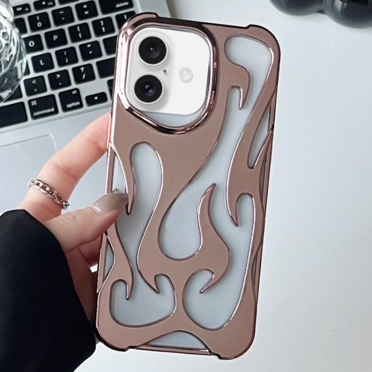For iPhone 17 Flame Hollow Cooling Electroplated TPU Phone Case(Pink)