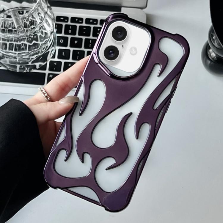For iPhone 17 Flame Hollow Cooling Electroplated TPU Phone Case(Purple)