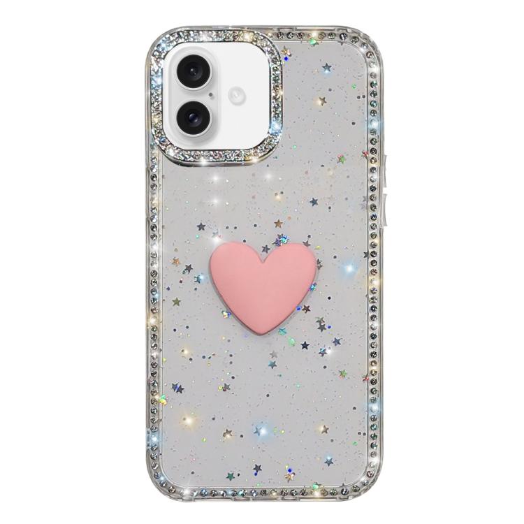 For iPhone 17 Flash Rhinestone Double-sided IMD Love Heart Phone Case(Glitter Stars)