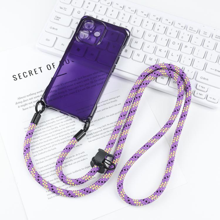For iPhone 17 Four-corner Shockproof TPU Phone Case with Lanyard(Purple)
