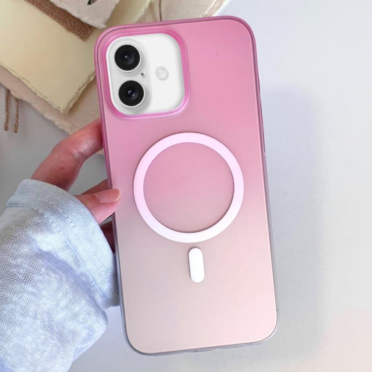 For iPhone 17 Frosted Gradient TPU Magnetic Phone Case(Pink)