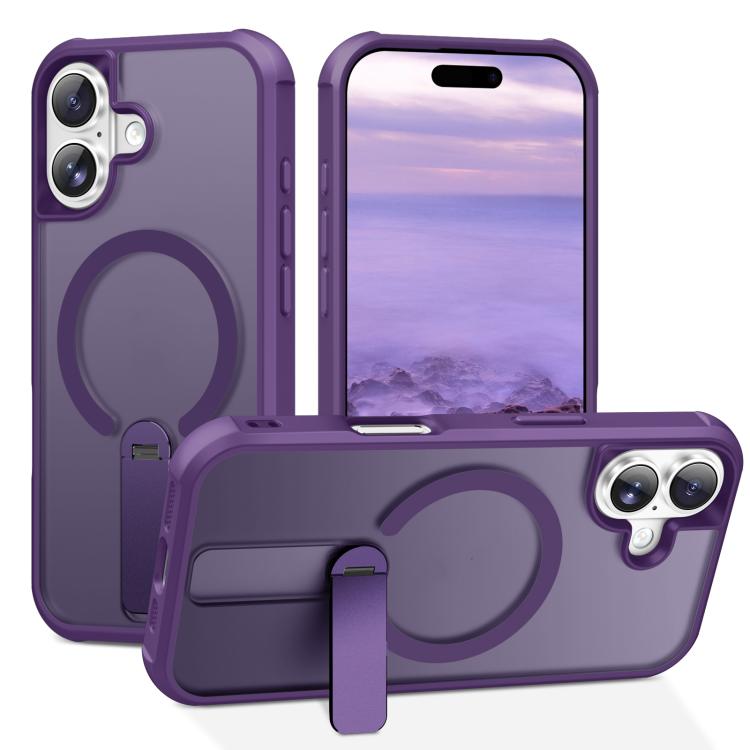 For iPhone 17 Fulcrum Standing Bracket MagSafe Phone Case(Purple)