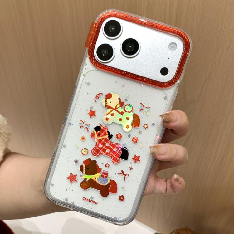 For iPhone 17 Fun Pony Pattern Lunar New Year Phone Case(Transparent)