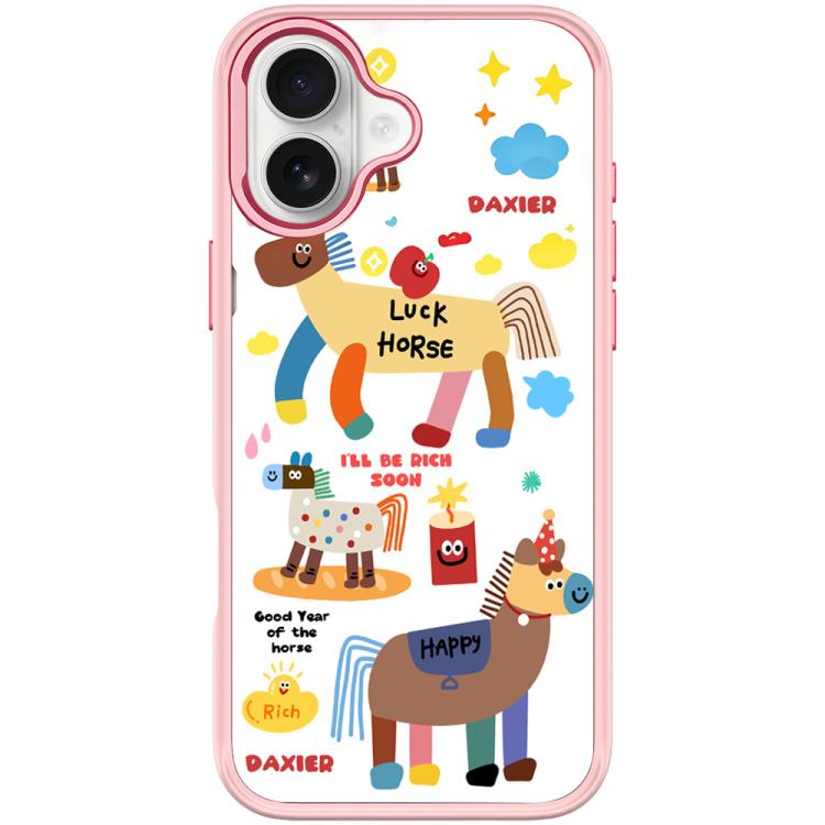 For iPhone 17 Get Rich Immediately Pattern Magnetic Phone Case(Pink)
