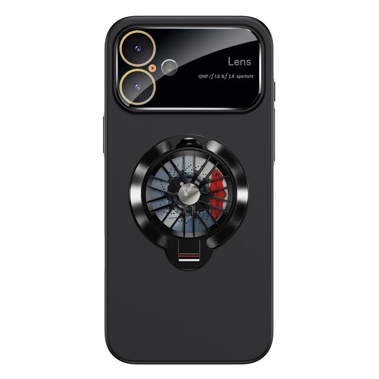 For iPhone 17 Glaze PC Camera Window Gyro Kickstand Magnetic Phone Case(Black)