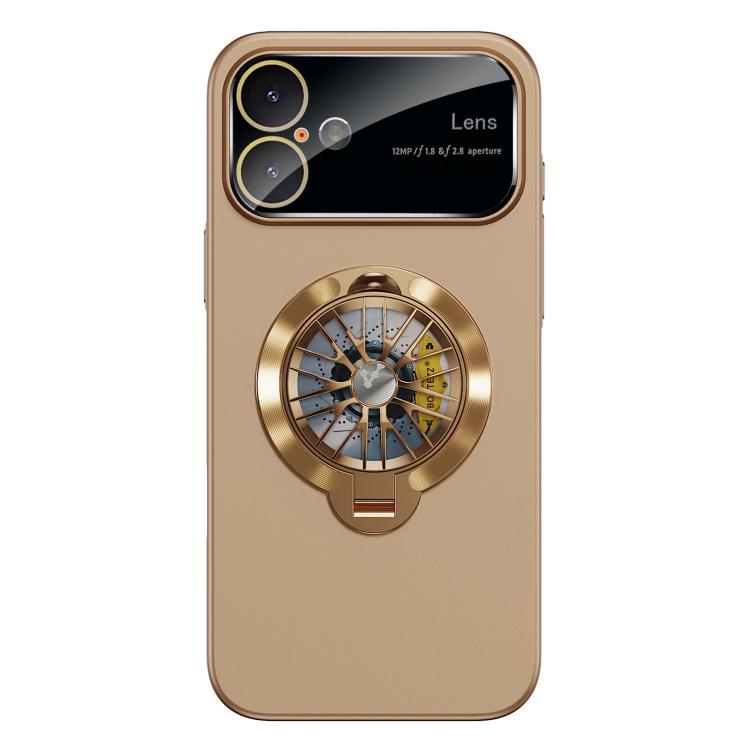 For iPhone 17 Glaze PC Camera Window Gyro Kickstand Magnetic Phone Case(Gold)