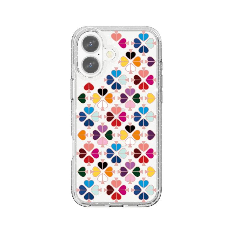 For iPhone 17 Glittering Crystal Red Heart Pattern Magnetic Phone Case(Transparent)