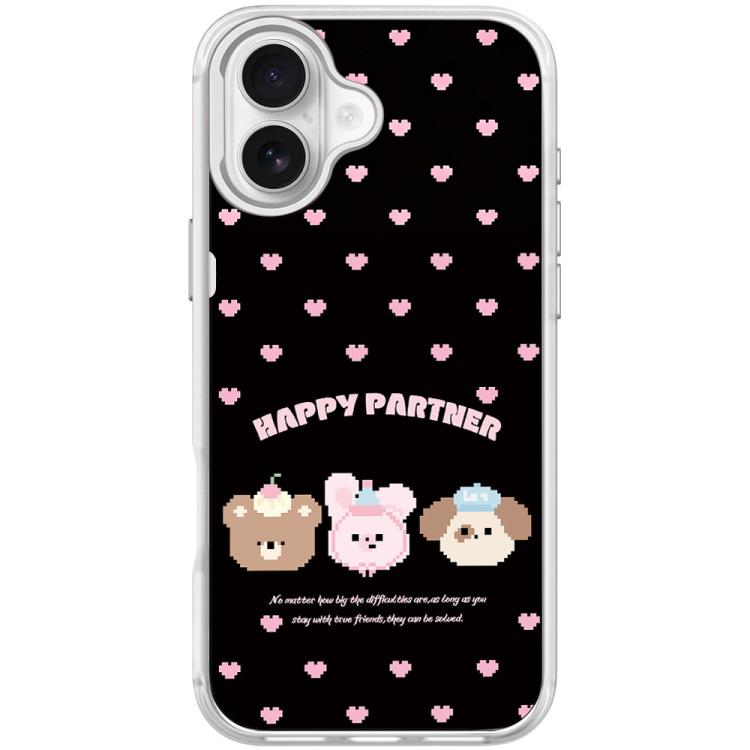 For iPhone 17 Happy Partner Pattern Magnetic Phone Case(Transparent White)