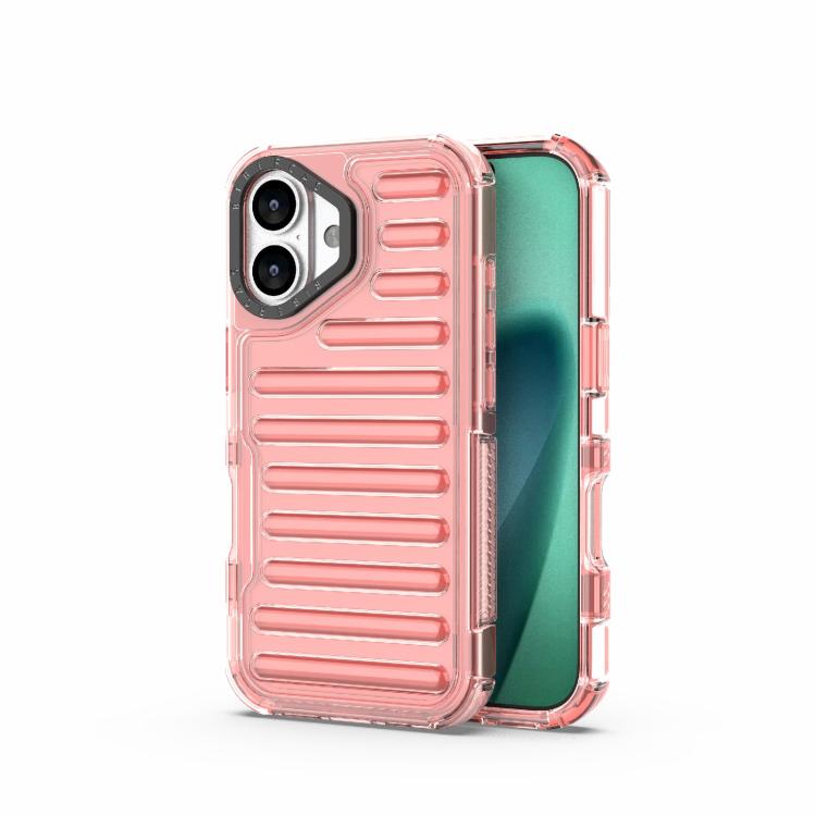 For iPhone 17 High Transparency TPU Hybrid PC Airbag Phone Case(Peach Red)