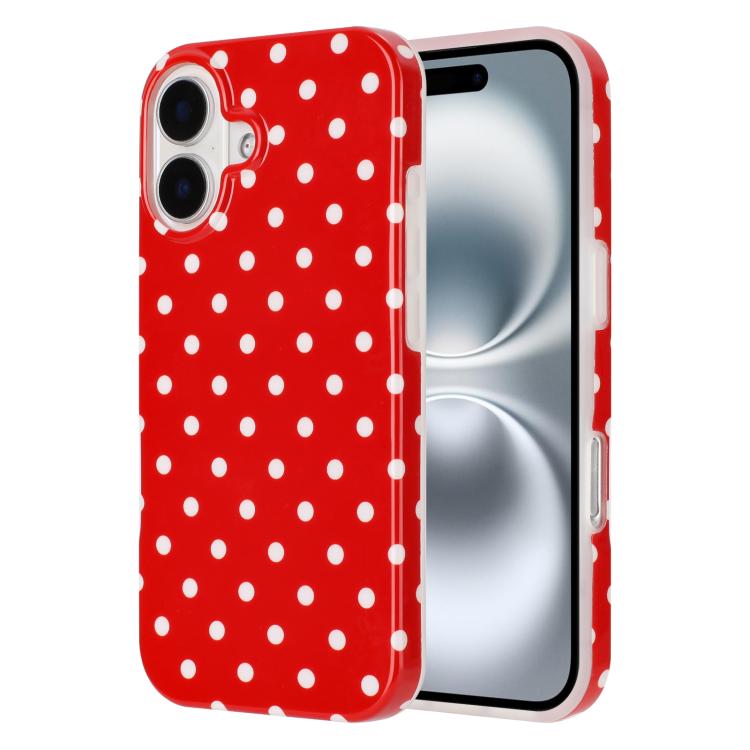 For iPhone 17 IMD Colorful Dots Pattern TPU Full Coverage Phone Case(Red)