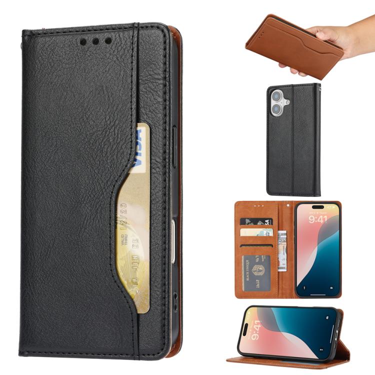 For iPhone 17 Knead Skin Texture Flip Leather Phone Case(Black)