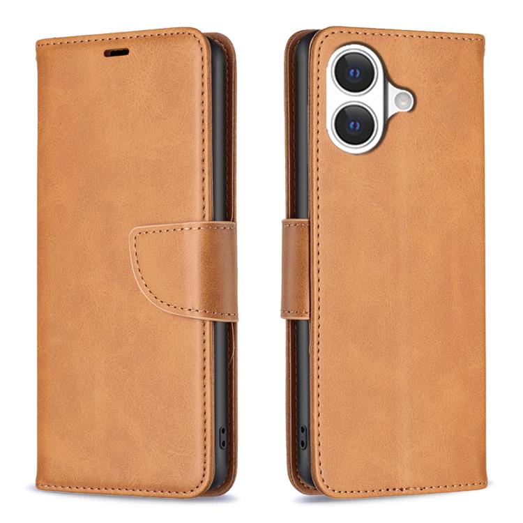For iPhone 17 Lambskin Texture Pure Color Flip Leather Phone Case(Yellow)