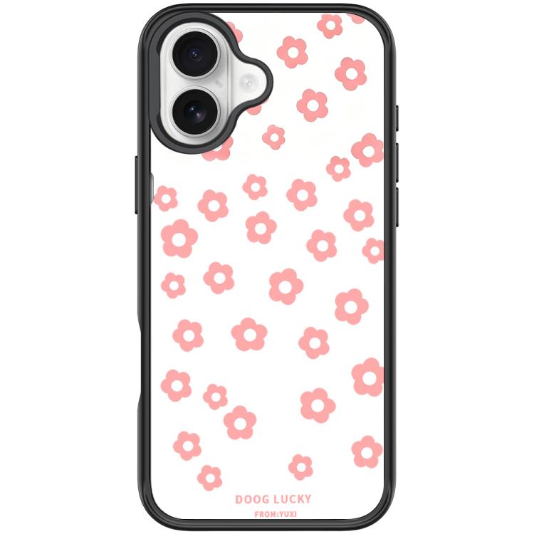 For iPhone 17 Laser Flower Pattern Magnetic Phone Case(Black)