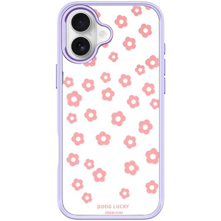 For iPhone 17 Laser Flower Pattern Magnetic Phone Case(Light Purple)