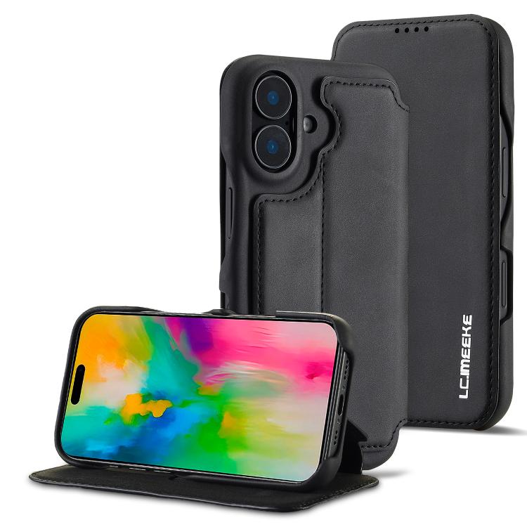 For iPhone 17 LC.IMEEKE Hon Ancient Series Flip Leather Phone Case(Black)