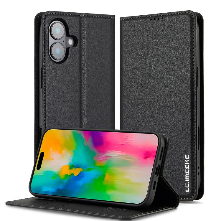 For iPhone 17 LC.IMEEKE L1 Series Frosted Fine Texture PU Phone Case(Black)