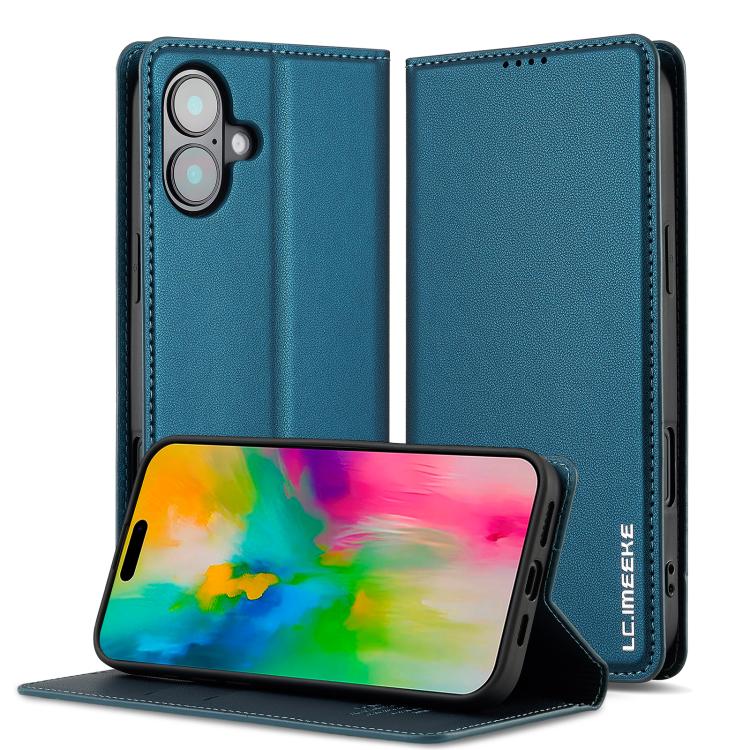 For iPhone 17 LC.IMEEKE L1 Series Frosted Fine Texture PU Phone Case(Blue)