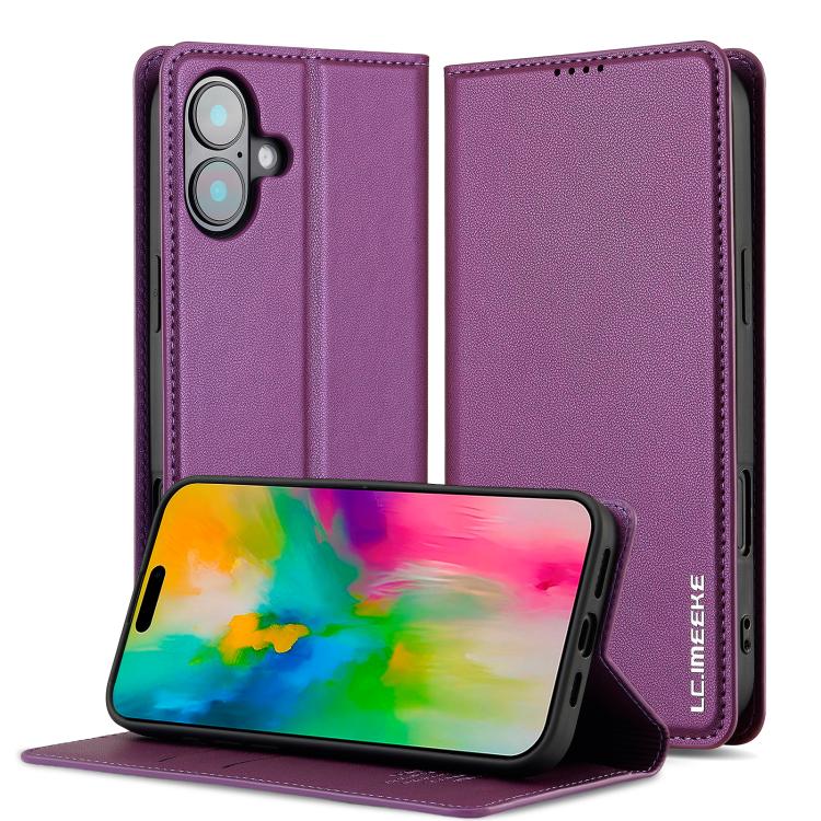 For iPhone 17 LC.IMEEKE L1 Series Frosted Fine Texture PU Phone Case(Purple)