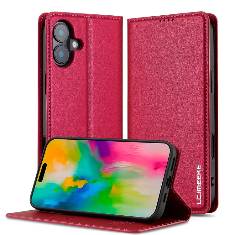 For iPhone 17 LC.IMEEKE L1 Series Frosted Fine Texture PU Phone Case(Red)