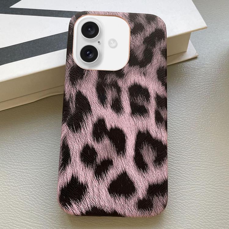 For iPhone 17 Leopard Print Leather-Textured PU Phone Case(Purple)