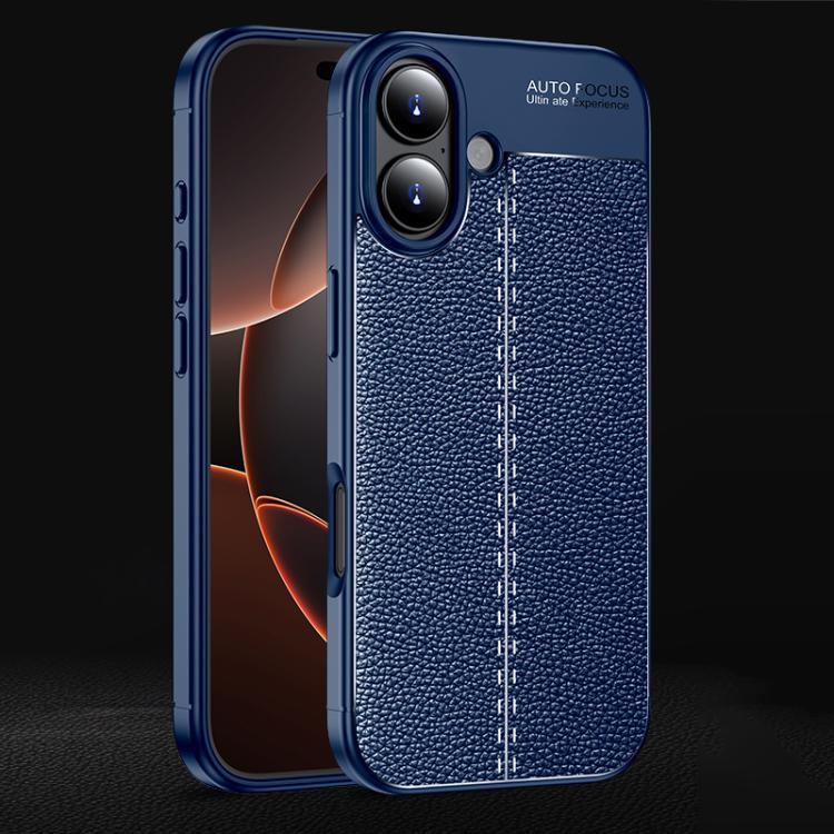 For iPhone 17 Litchi Texture Shockproof TPU Phone Case(Blue)