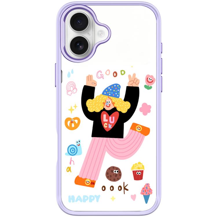 For iPhone 17 Little Girl and Good Text Pattern Magnetic Phone Case(Light Purple)