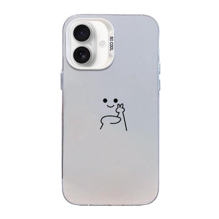 For iPhone 17 Little Man Gestures Colored Silver Frosted PC Hybrid TPU Phone Case(Little Man Biye)