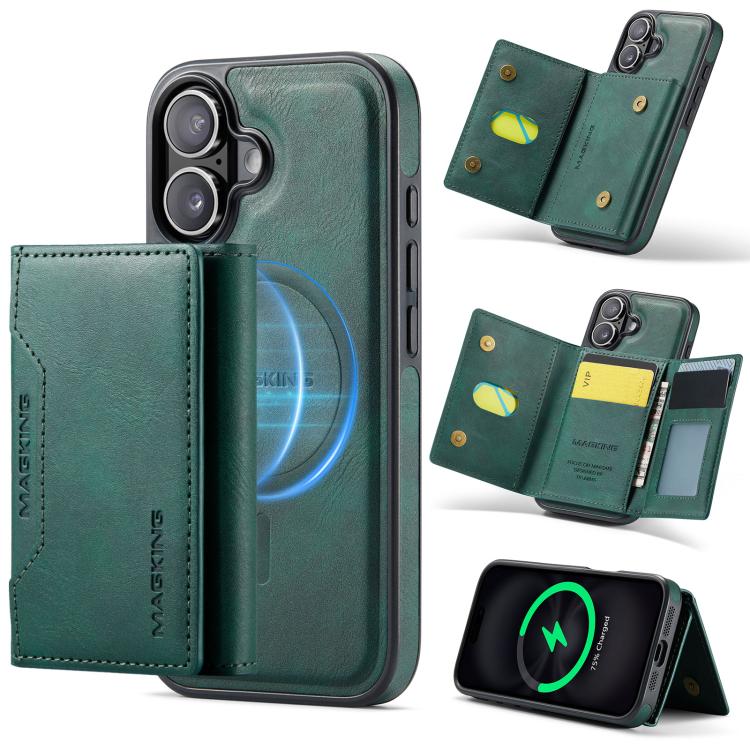 For iPhone 17 MAGKING K2 Series MagSafe RFID Card Bag Detachable Phone Case(Green)