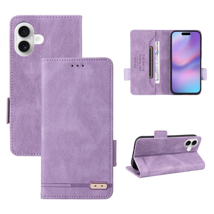 For iPhone 17 Magnetic Clasp Leather Phone Case(Purple)