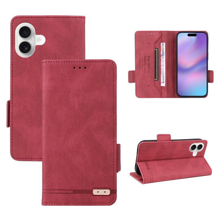 For iPhone 17 Magnetic Clasp Leather Phone Case(Red)