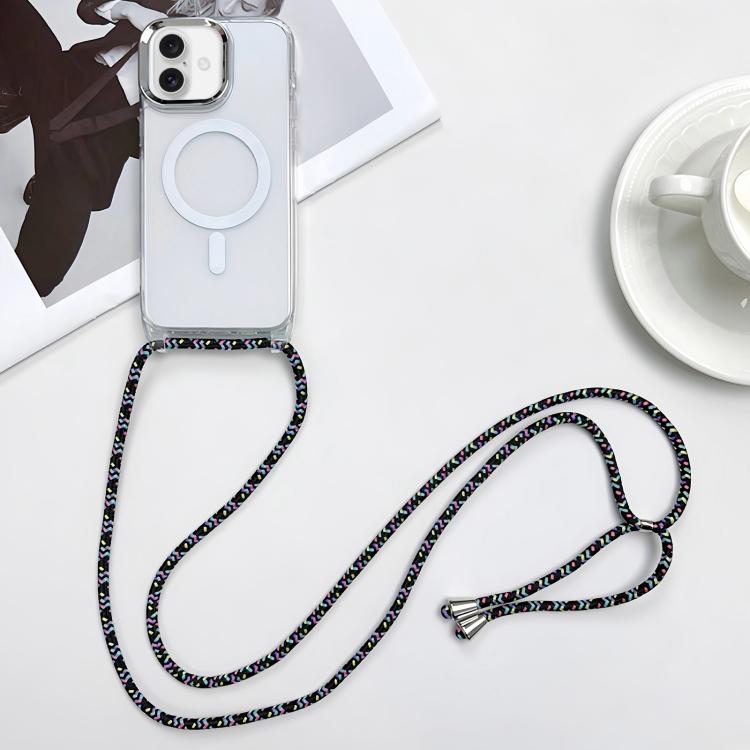 For iPhone 17 MagSafe Magnetic PC + TPU Phone Case with Lanyard(Colorful Black)