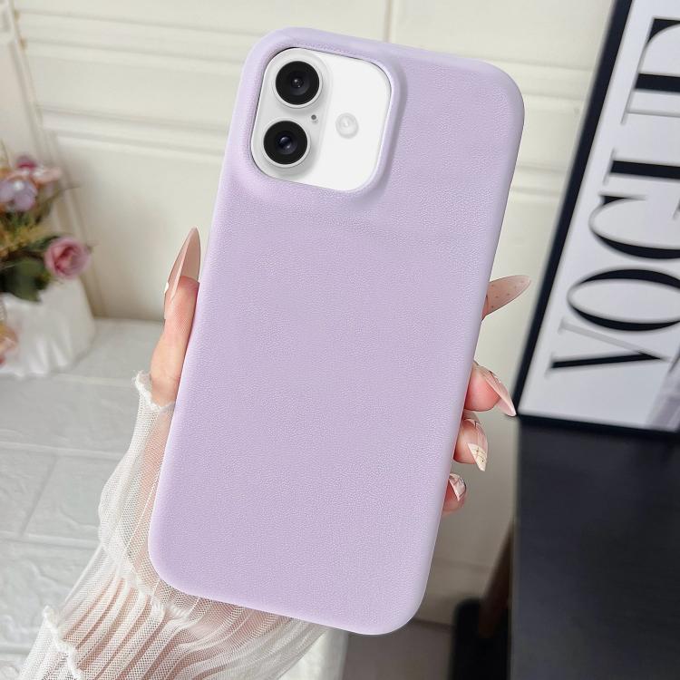 For iPhone 17 Matte Velvet Finish PC + Vegan Leather Phone Case(Purple)